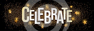 Celebrate golden glitter background banner.