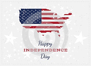 Celebrate Happy 4th of July - Independence Day. Vintage retro greeting card with USA flag and old-style texture. National American