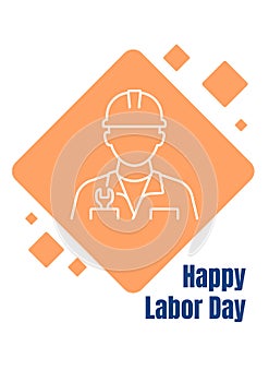 Celebrate international labor day postcard with linear glyph icon