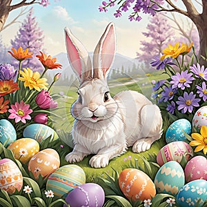 Celebrate the joy of Easter with our delightful illustrated greeting card