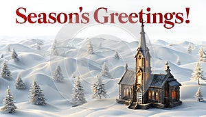 Golden Sunrise Over Snowy Hills New Year Greeting Card photo