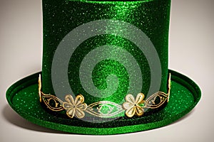 Celebrate St. Patrick s Day with this Glittery Green Top Hat Cut Out.AI Generated