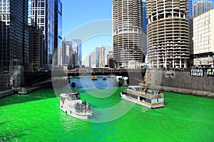 Celebrate St. Patrickâ€™s day, dye the green Chicago River