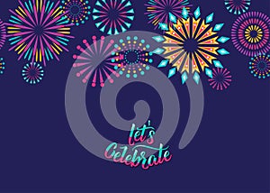 Celebrate vector background with fireworks border