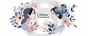 Celebrate Womanhood Elegant Banner Design