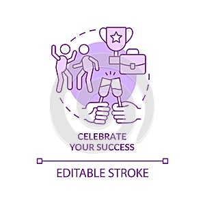 Celebrate your success purple concept icon