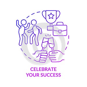 Celebrate your success purple gradient concept icon