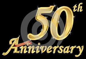 Celebrating 50th anniversary golden sign, vector illustration