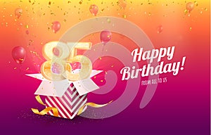 Celebrating 85th years birthday vector illustration. Eighty-five anniversary celebration background. Adult birth day