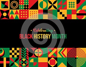 Celebrating Black History Month Abstract Background. February Awareness Celebration poster. Website header banner vector