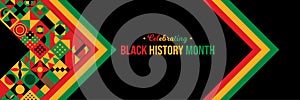 Celebrating Black History Month Background. February Awareness Celebration poster. Horizontal website header banner vector