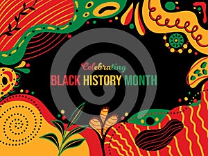 Celebrating Black History Month Memphis concept Background. African Americans February poster. Horizontal banner vector