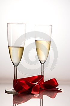 Celebrating with champagne