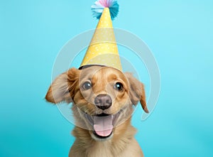 Celebrating dog pets background puppy happy hat cute animal holiday party birthday