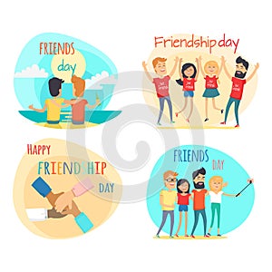 Celebrating Friendship Day Vector Concepts Set