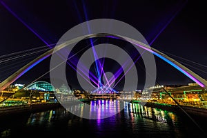 New Year`s Eve laser show on Newcastle quayside