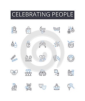 Celebrating people line icons collection. Wisdom, Age, Experience, Love, Grandmother, Kindness, Matron vector and linear