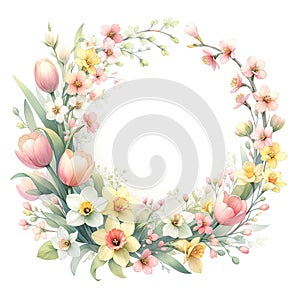 Celebrating the Season: Watercolor Art Spring Flowers Background for Wedding Invitations