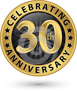 Celebrating 30th anniversary gold label, vector photo