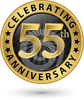 Celebrating 55th anniversary gold label, vector photo