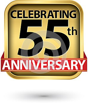 Celebrating 55th years anniversary gold label, vector illustration photo
