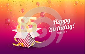 Celebrating 85th years birthday vector illustration. Eighty-five anniversary celebration background. Adult birth day photo