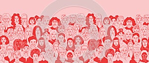 Celebrating Women: Diverse Portrait seamless pattern background