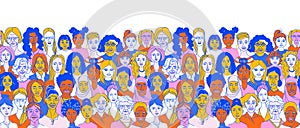 Celebrating Women: Diverse Portrait seamless pattern background