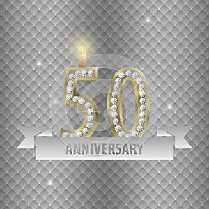 Celebrating 50 years anniversary. golden style. Vector