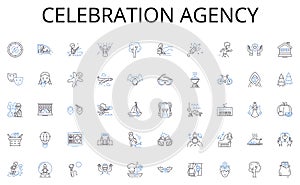 Celebration agency line icons collection. Wanderlust, Backpacking, Adventure, Exploration, Freedom, Nomadism, Journey