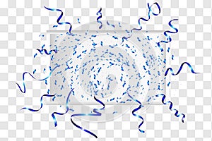 Celebration background with confetti blue. Isolated on white transparent background. Vector Illustration