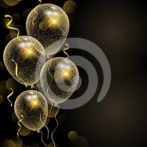 Celebration background with glittery gold balloons