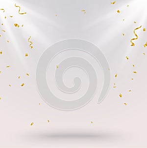 Celebration Background with gold confetti and light