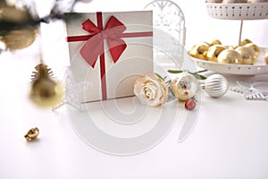 Celebration balls and other decoration. Christmas and new year concept
