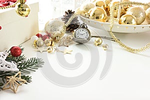 Celebration balls and other decoration. Christmas and new year concept