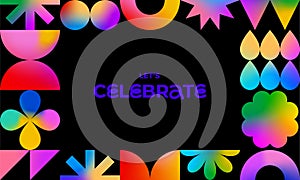 Celebration Banner with Colorful Geometric Frame. Abstract Art Border in Modern Style with Color Gradient
