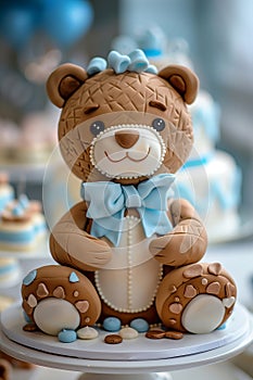 celebration birthday cake in the form of a bear for children\'s holiday