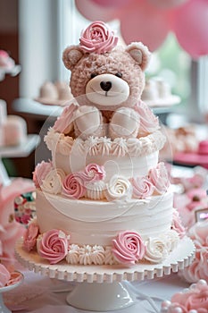 celebration birthday cake in the form of a bear for a children\'s holiday