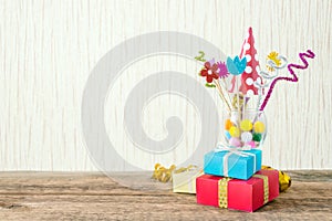 Celebration, Birthday party background with colorful party hat,