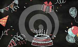 Celebration birthday party surprise events icon and word