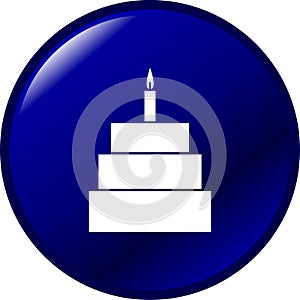 Celebration cake with candle vector button symbol