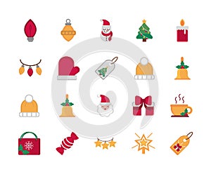 Celebration decoration happy christmas icons collection