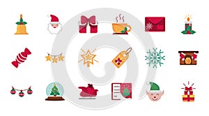 Celebration decoration happy christmas icons collection