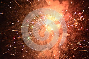 Celebration with fireworks at the night