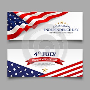 Celebration flag of america independence day banners