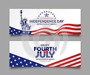 Celebration flag of america independence day with Statue of liberty design