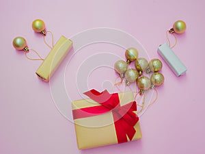 Celebration flat lay idea for christmas and new year event gold