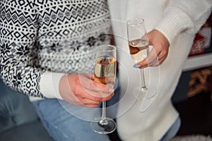 Celebration. Hands holding the glasses of champagne and wine making a toast. The party, wedding, celebration, alcohol, lifestyle,