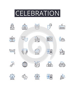 Celebration line icons collection. Happiness, Festivity, Merriment, Jubilation, Commemoration, Rejoicing, Revelry vector