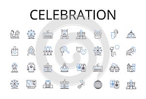 Celebration line icons collection. Happiness, Festivity, Merriment, Jubilation, Commemoration, Rejoicing, Revelry vector